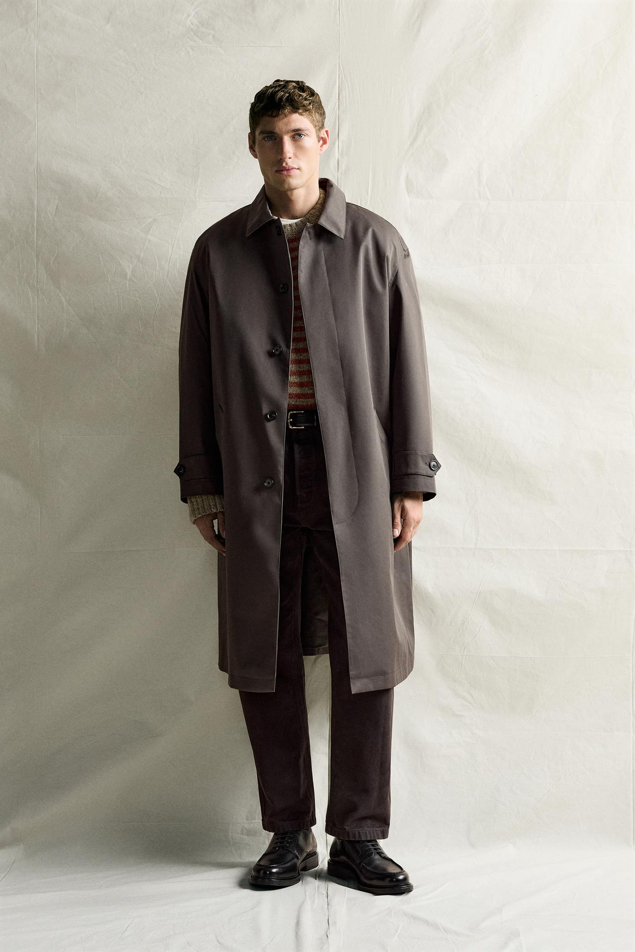 WATER-REPELLENT TRENCH COAT WITH DETACHABLE LINING — Chocolate
