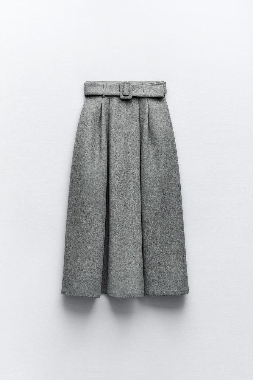 PLUSH MIDI SKIRT - Grey