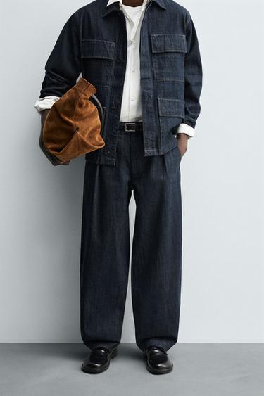 PANTALÓN CHINO MEZCLILLA BARREL FIT - Índigo de Zara
