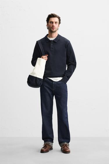 TEXTURED PIQUÉ POLO SHIRT - Navy blue by Zara - Image 0
