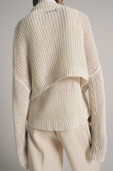 CROPPED HIGH-NECK JUMPER - Light ecru by Zara