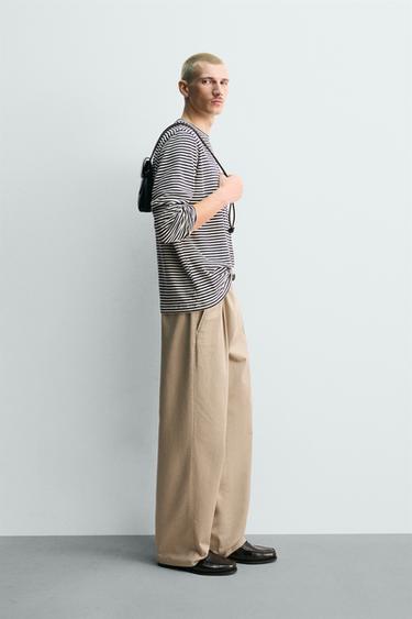 JACQUARD STRIPED T-SHIRT - Ecru / Navy by Zara - Image 3