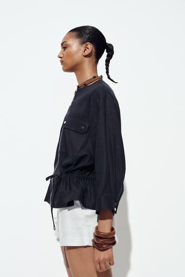 VESTE SAHARIENNE AVEC LIN - Bleu marine de Zara - Image 2