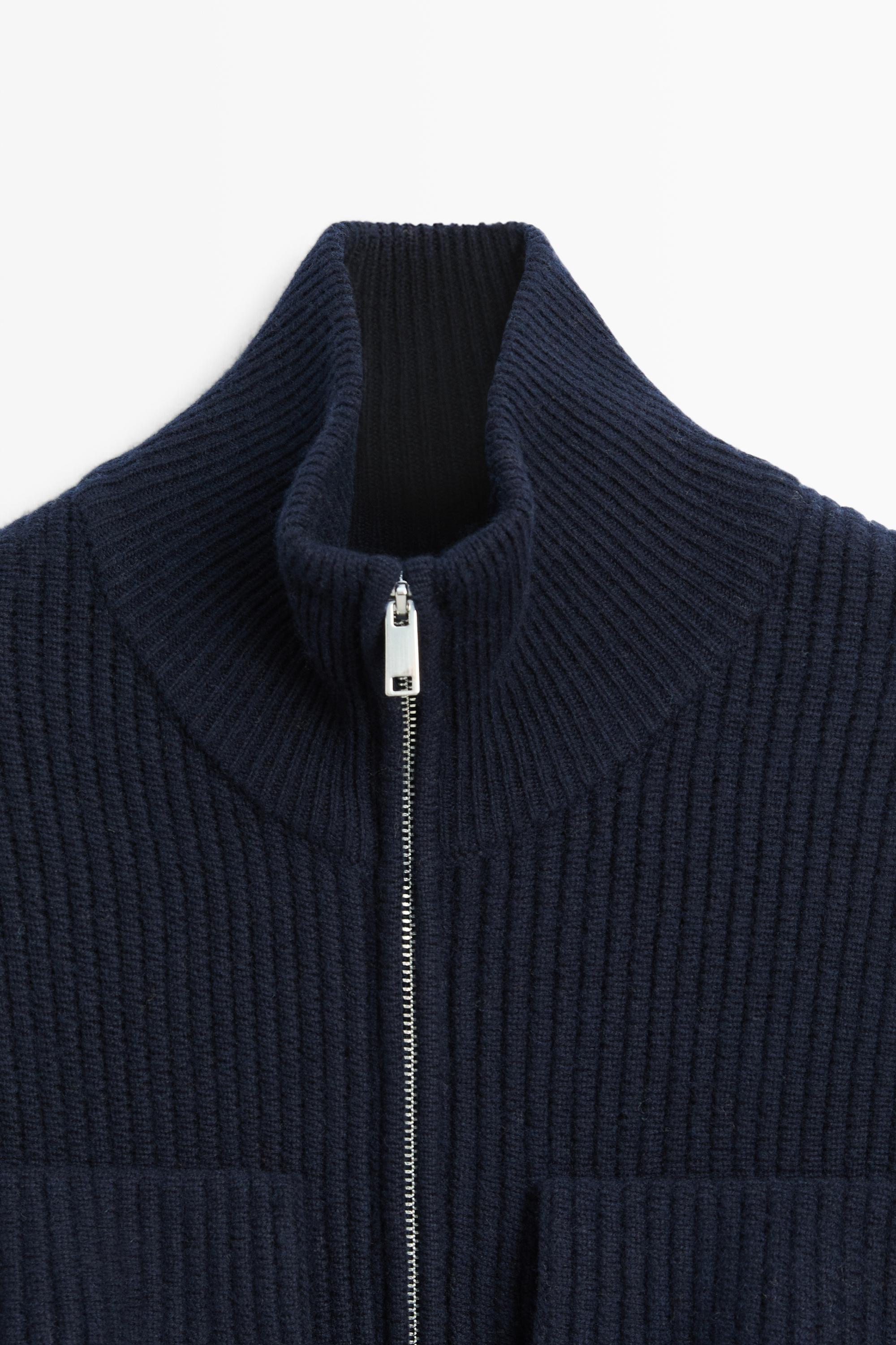 Zip-up knit cardigan with cotton - Deep blue | ZARA United States