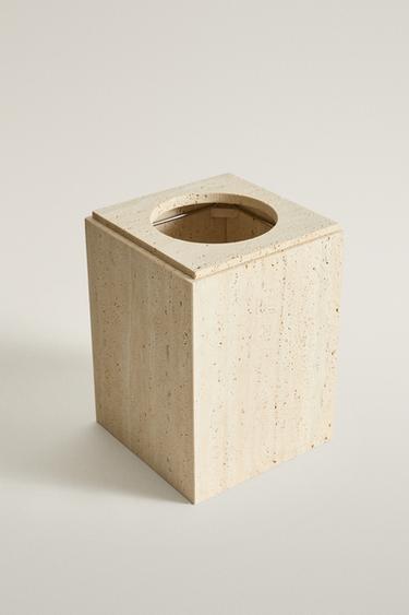BEIGE MARBLE BATHROOM CAN — Beige 2