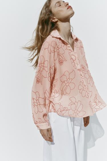 SOEPELVALLENDE BLOUSE MET BLOEMENPRINT - Oudroze van Zara