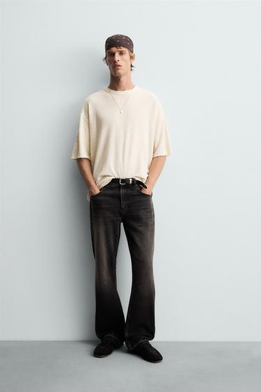 WASHED PRINTED KNIT T-SHIRT - Ecru by Zara - Image 0