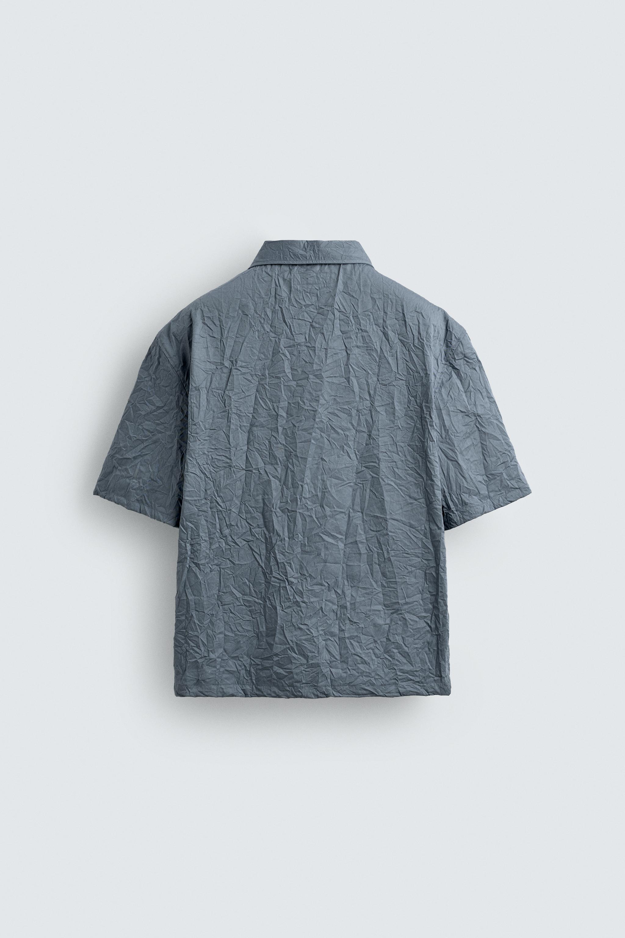 WRINKLED EFFECT ZIP-UP SHIRT - Navy blue | ZARA Canada