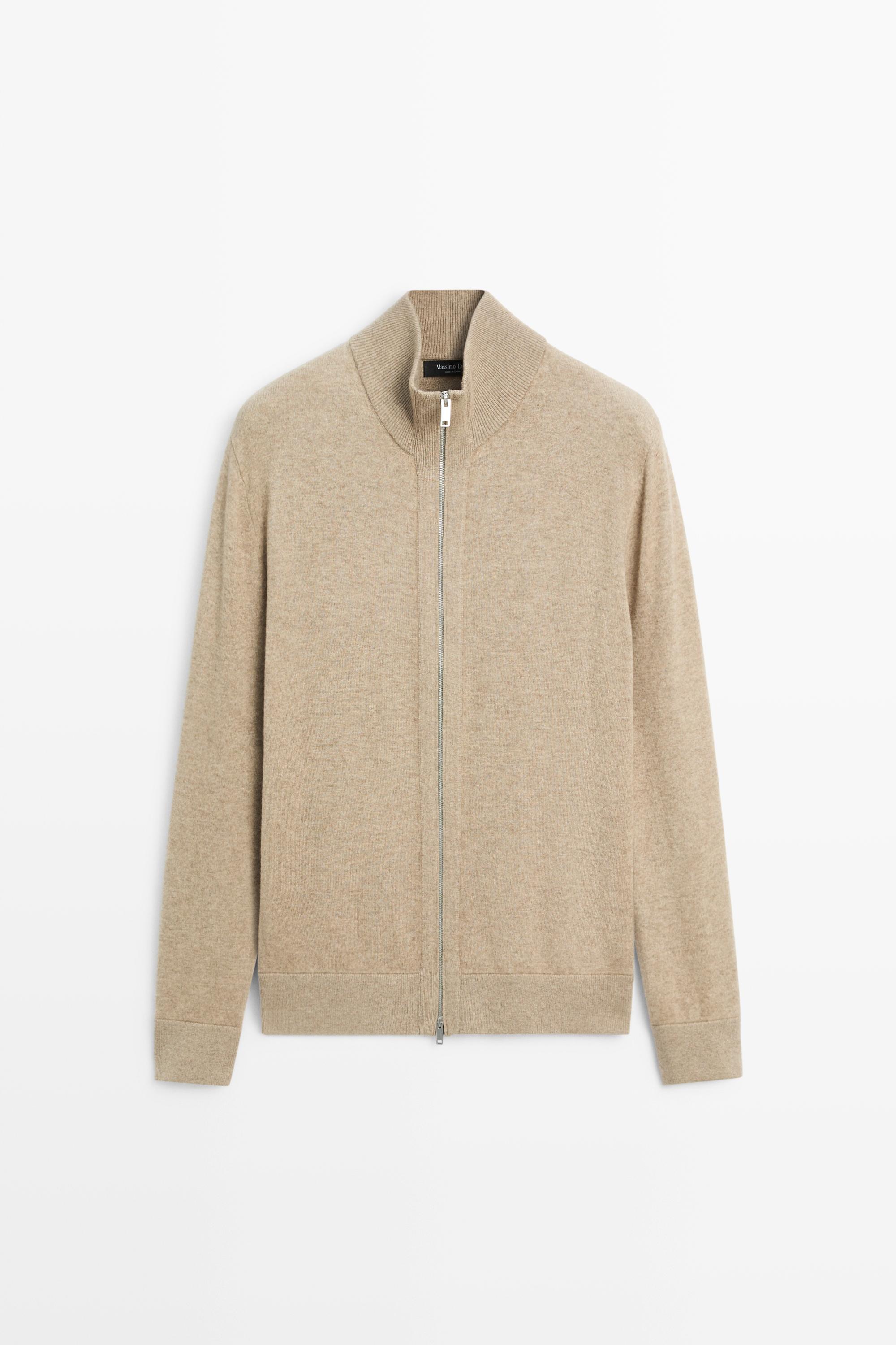 Wool blend cardigan with zip detail