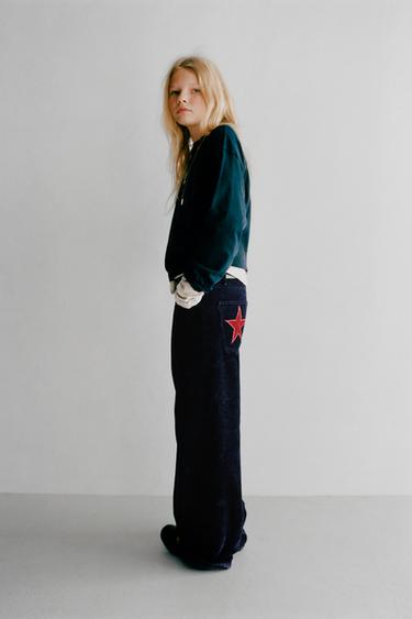 ВЕЛЬВЕТОВІ ШТАНИ WIDE LEG У ЗІРКИ - Темно-синій/блакитний Zara