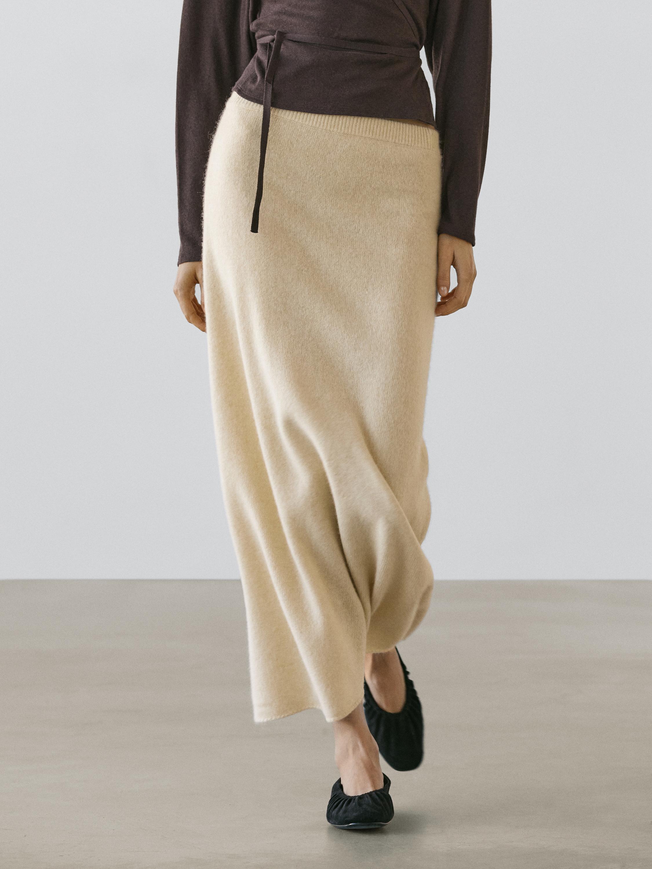 Knit alpaca and wool midi skirt