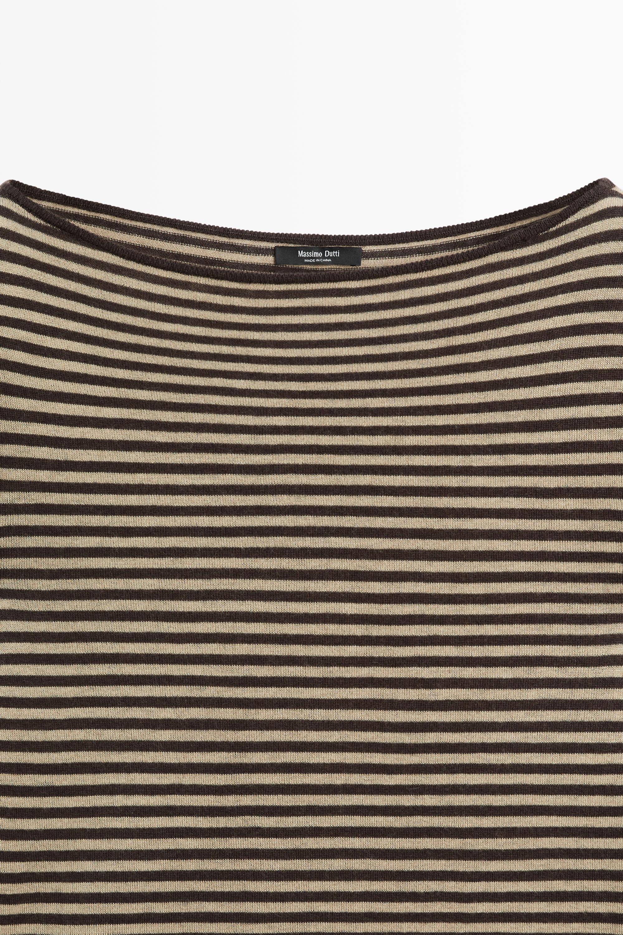 Striped wool-blend knit sweater