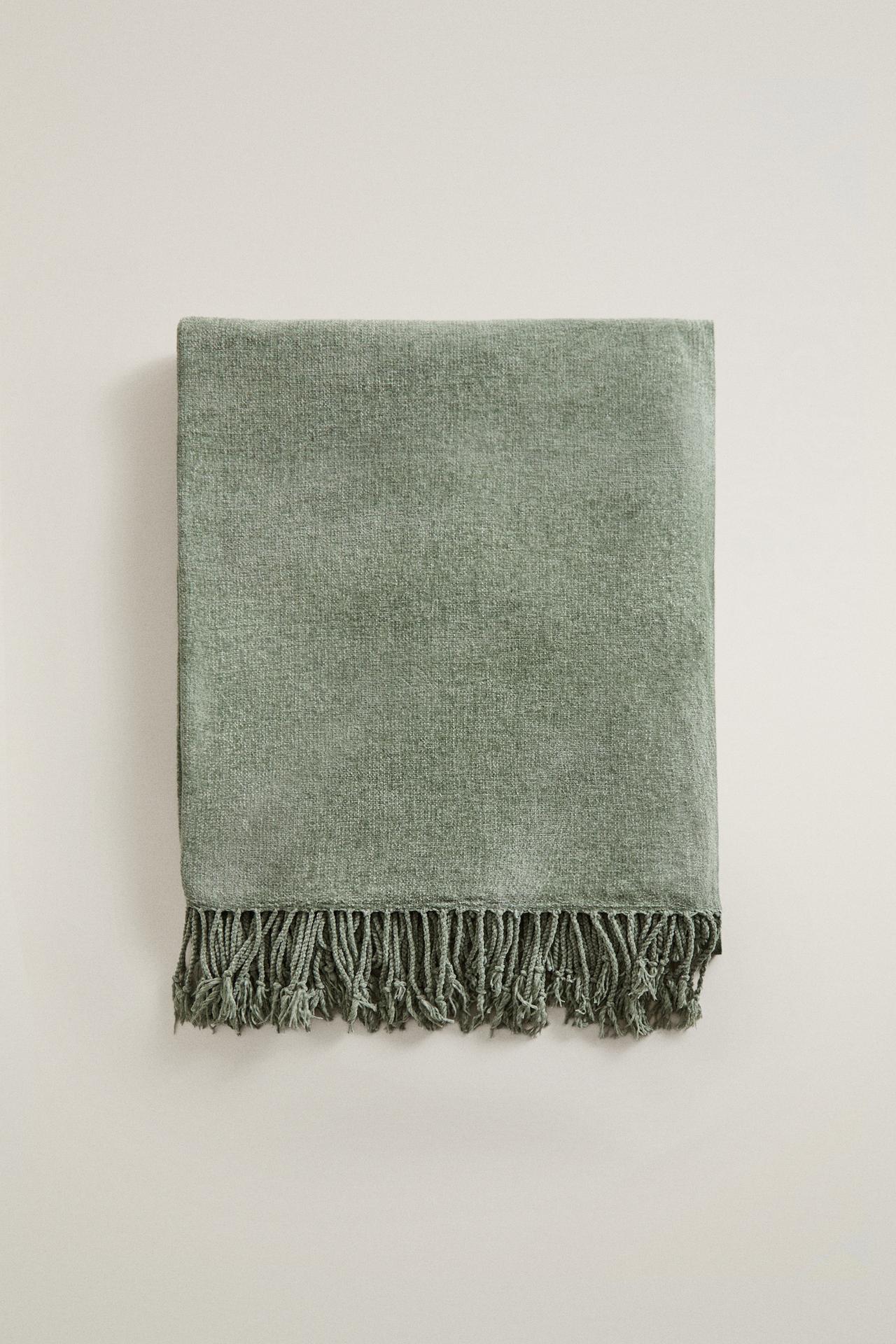 CHENILLE BLANKET — Blue green