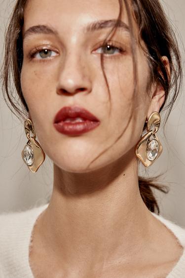 PENDIENTES METÁLICOS JOYA - Dorado de Zara - Imagen 0