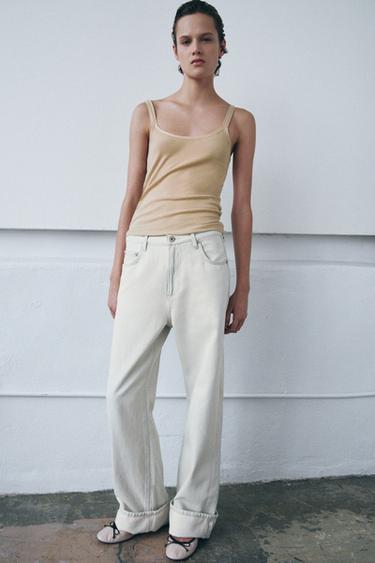 RIBBED VEST TOP - Light beige by Zara