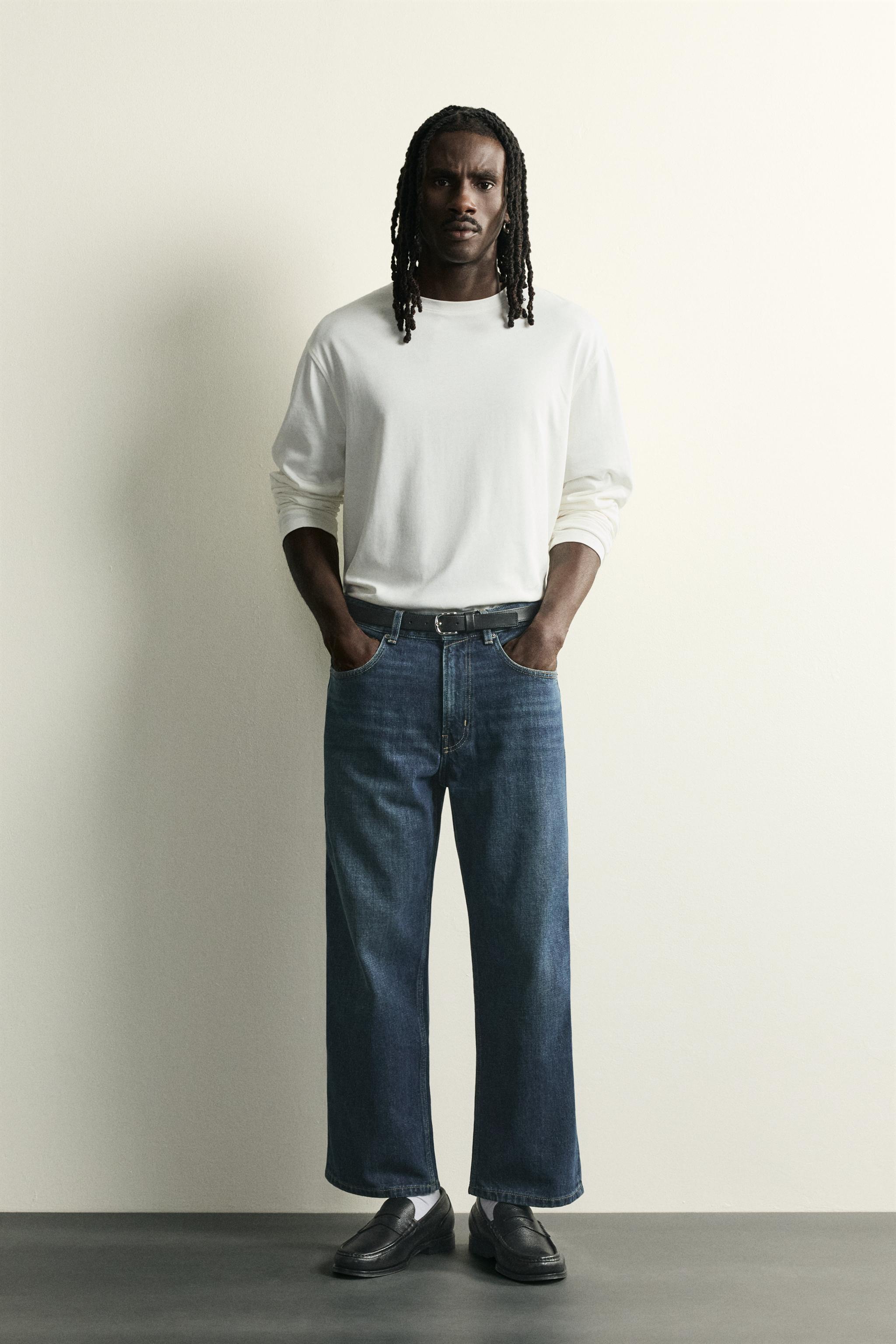 LOOSE FIT CROPPED JEANS - Blue | ZARA United States