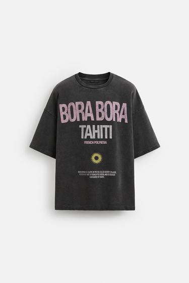 SUDADERA LAVADA TEXTOS - Antracita oscuro de Zara