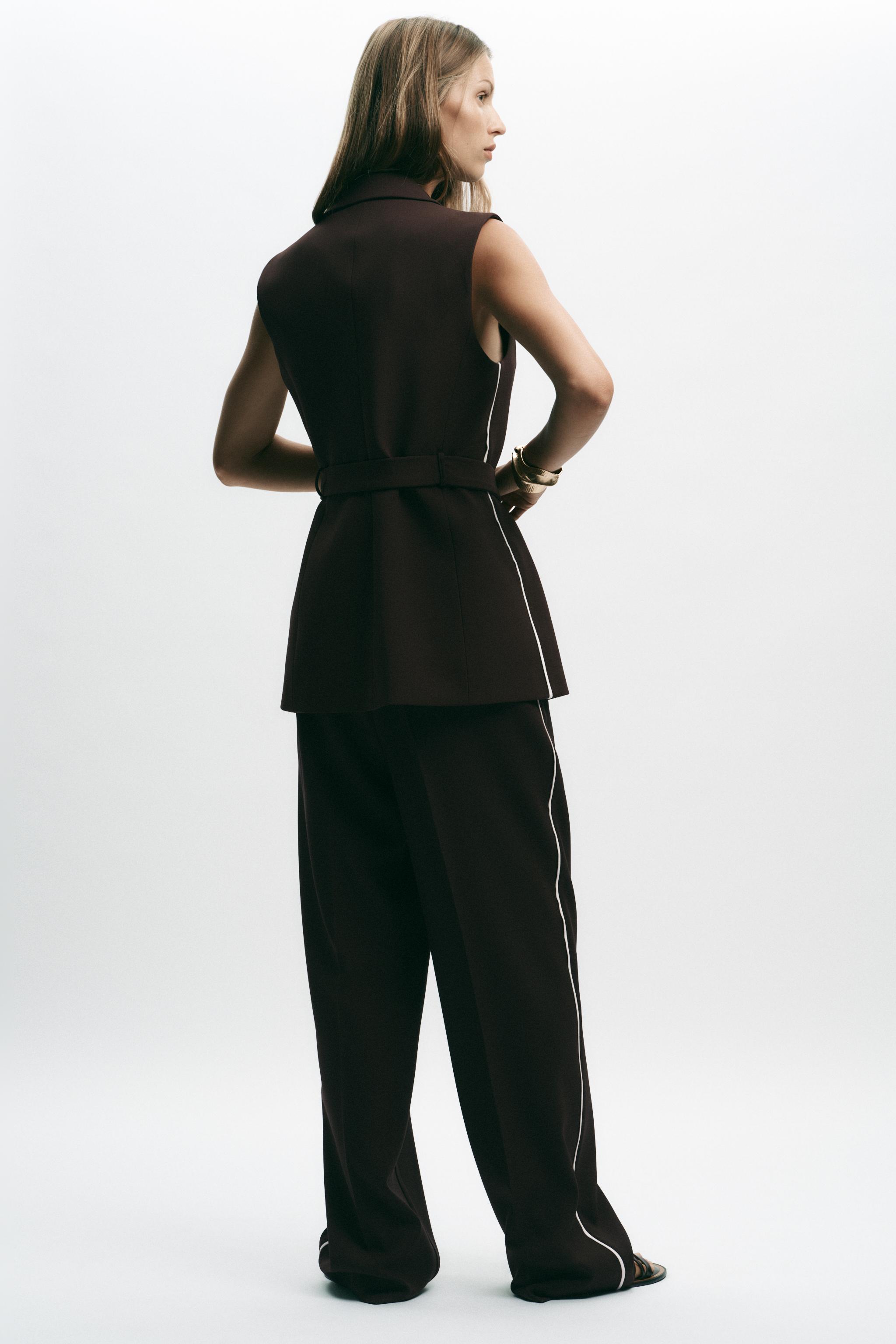 サイドストライプ入りストレートパンツ - ブラウン | ZARA Japan