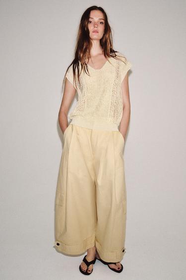 KNIT V-NECK WAISTCOAT TOP - Ecru by Zara - Image 4