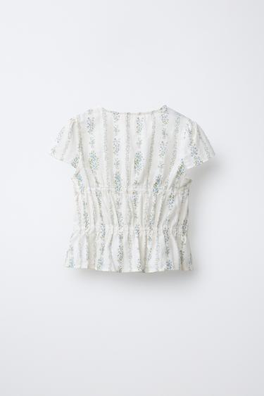 FLORAL PRINT TOP - Ecru by Zara - Image 1