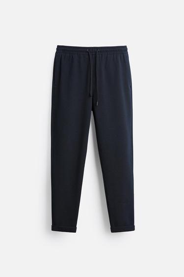 Zara EASY CARE JOGGER WAIST PANTS - Navy blue