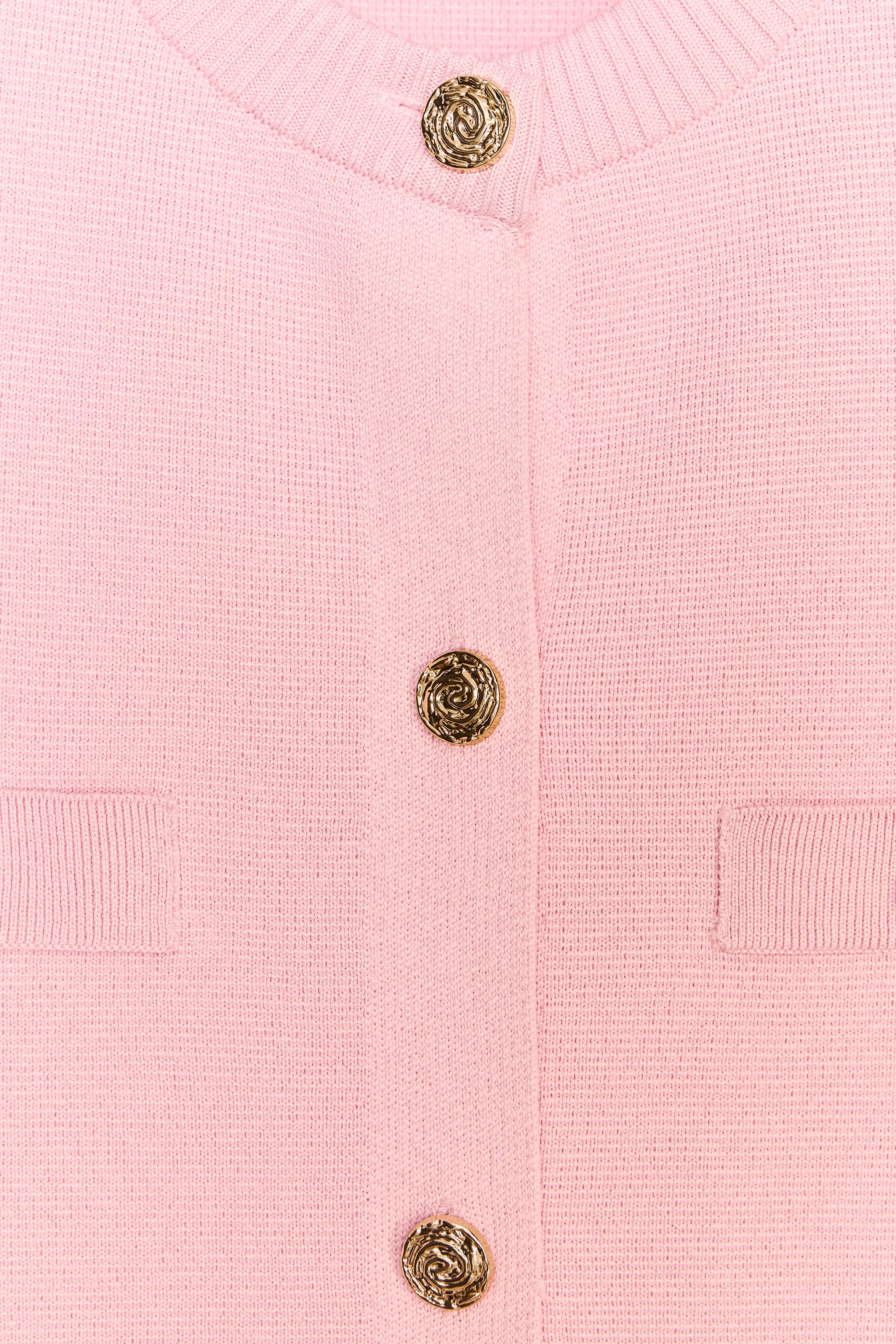 ラスト2点】ZARA ショートスリーブニットカーディガン ピンク M
