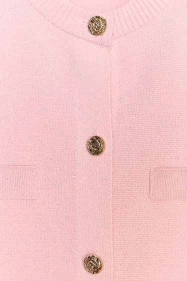 SHORT SLEEVE KNIT CARDIGAN - Pastel pink by Zara - Image 7