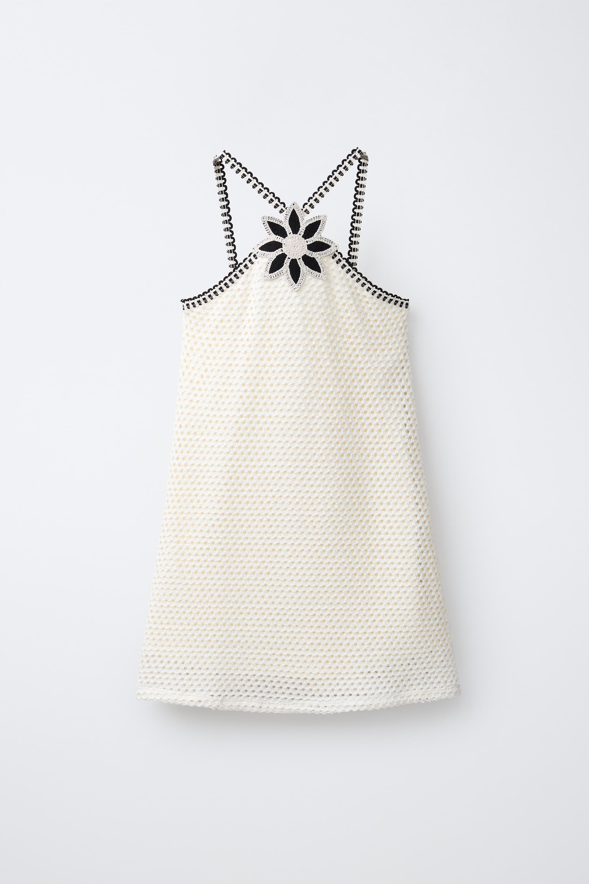 Zara - Floral Crochet Knit Dress - Ecru - 8-9 Years (51,6 Inches) - Kids Zara - Floral Crochet Knit Dress - Ecru - 8-9 Years (51,6 Inches) - Kids