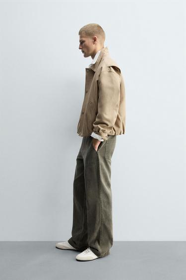 WASHED WIDE-LEG TROUSERS - Grey / Tan by Zara - Image 3