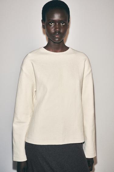 TEXTURED TOP — Ecru 1