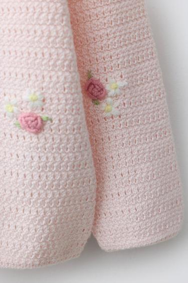 GILET EN MAILLE À FLEURS BRODÉES - Rose clair de Zara - Image 3