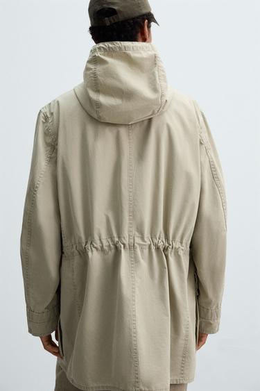 PARKA LÉGÈRE COURTE EN COTON - Vert gris de Zara - Image 6