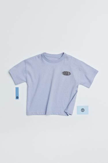 LOGO PRINT T-SHIRT - Light blue by Zara - Image 4