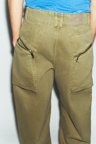 JEAN Z1975 CARGO TAILLE NORMALE FERMETURES ÉCLAIR - Kaki de Zara - Image 5