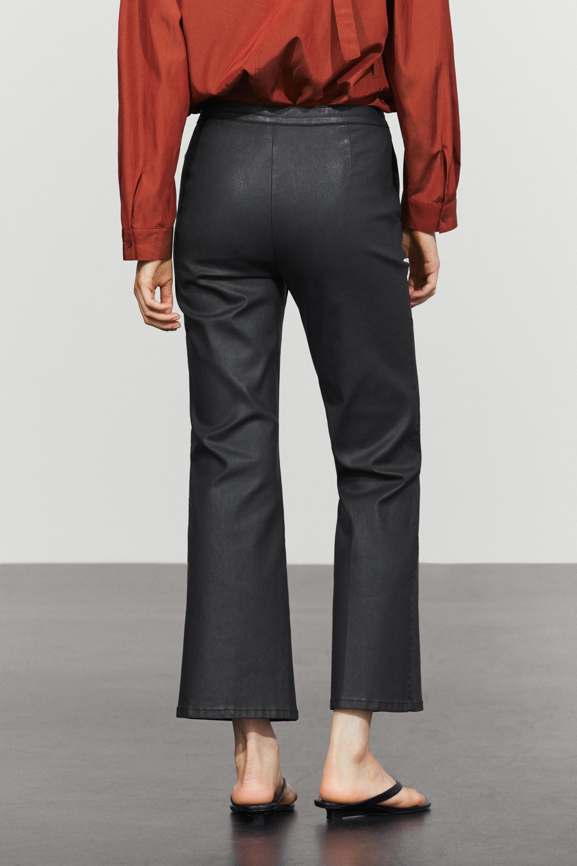Rubberised cropped flare pants
