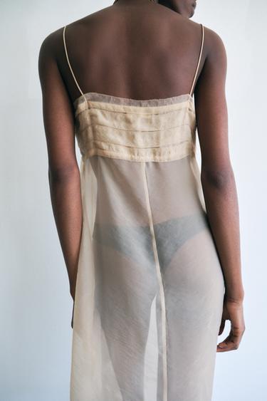 ROBE MI-LONGUE EN TULLE - Doré de Zara - Image 2