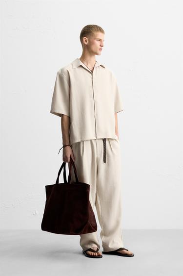 FLOWING PLEATED TROUSERS - Light beige by Zara - Image 3