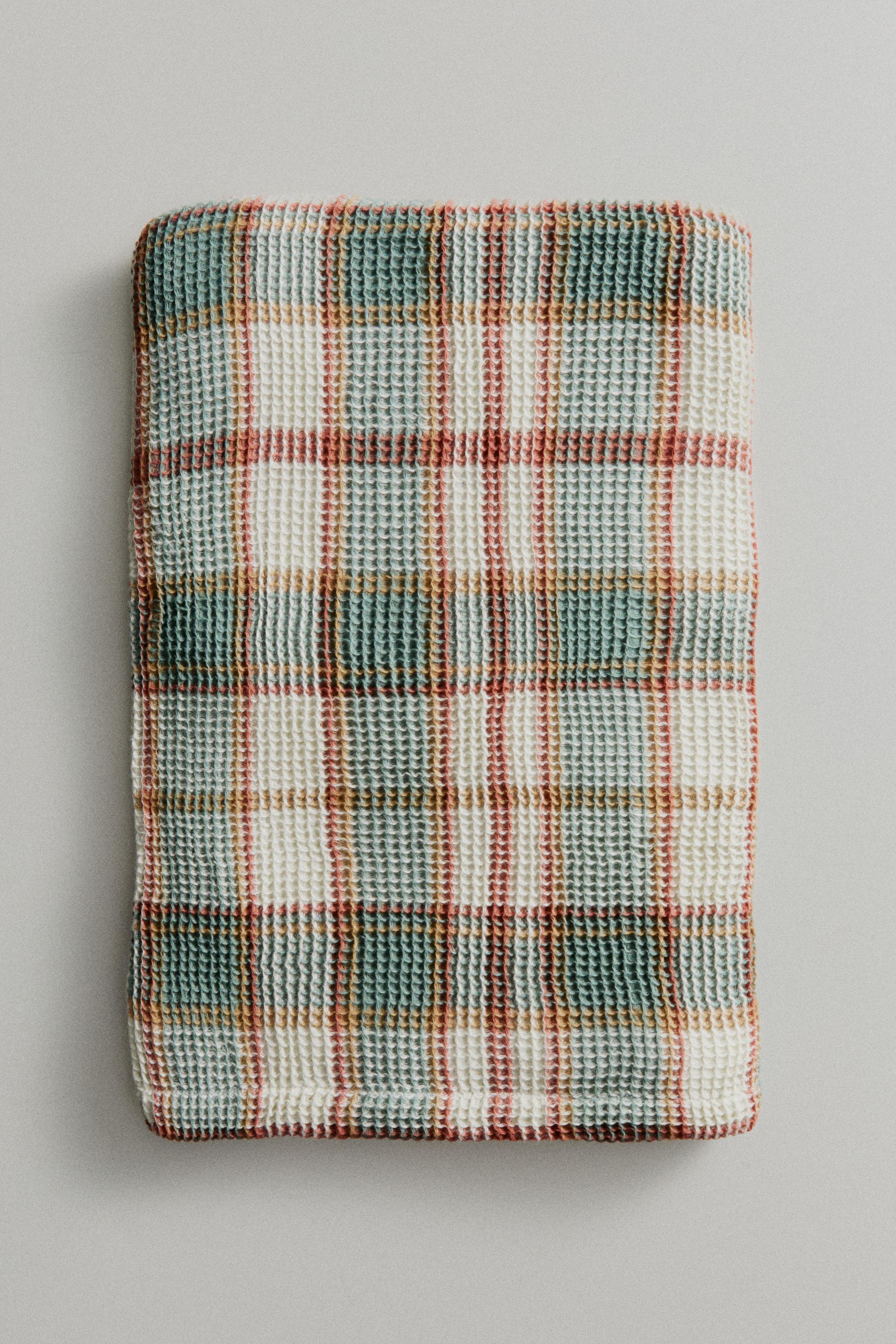 COUVERTURE COTON WAFFLE CARREAUX