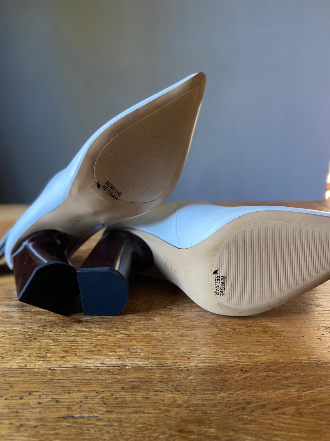 WHITE LEATHER HEEL SHOE - Image 6