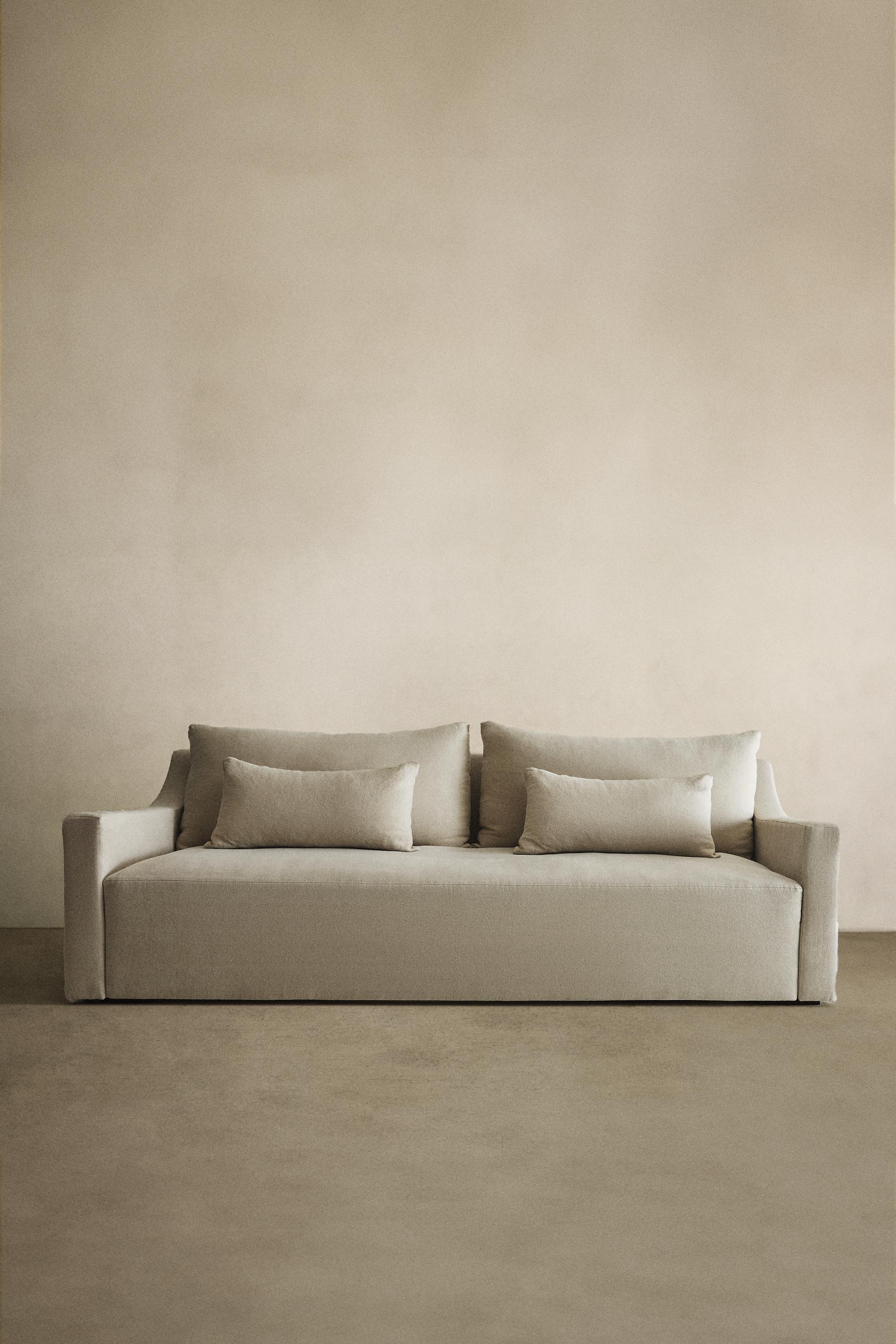 WASHED LINEN SOFA — Light beige
