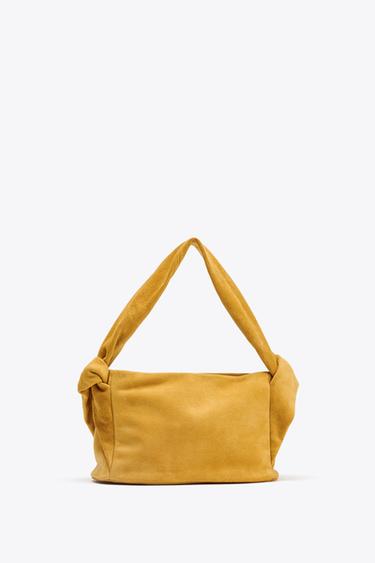 SPLIT SUEDE HANDBAG - Mustard Yellow by Zara