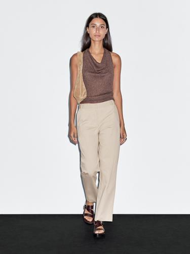 Pantalón straight fit mezcla algodón - Beige de Zara - Imagen 0