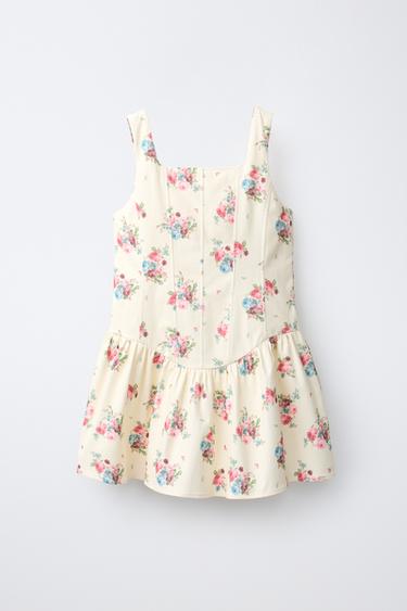 FLORAL PRINT DRESS — Ecru 1