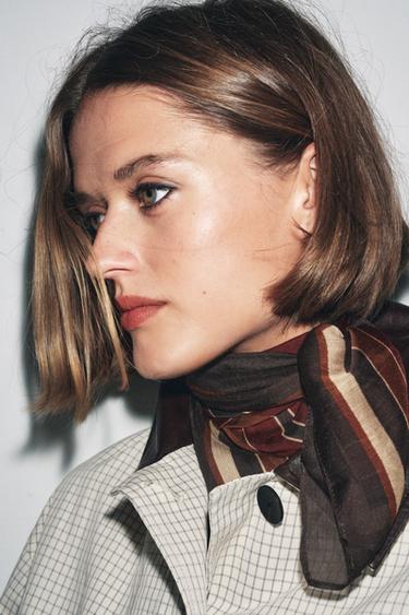 Zara MODAL PRINTED SCARF - Maroon