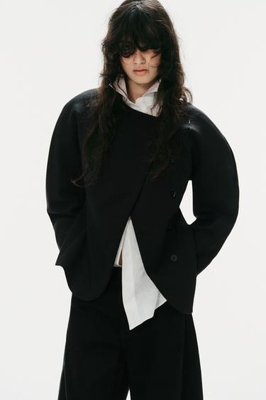 VESTE CROISÉE VOLUME - Noir de Zara