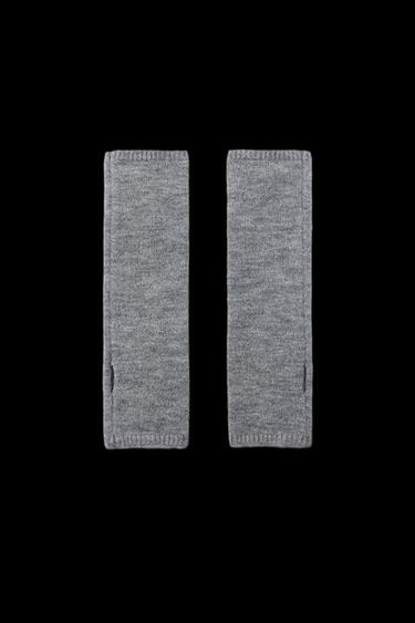 Zara BEADED FLORAL EMBROIDERED KNIT MITTENS - Gray