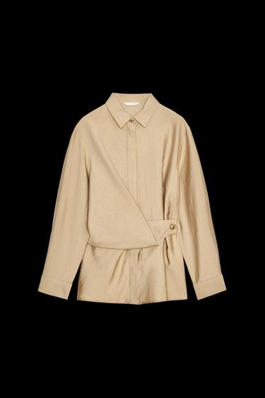 GOLD BUTTON WRAP SHIRT - Sand by Zara - Image 0