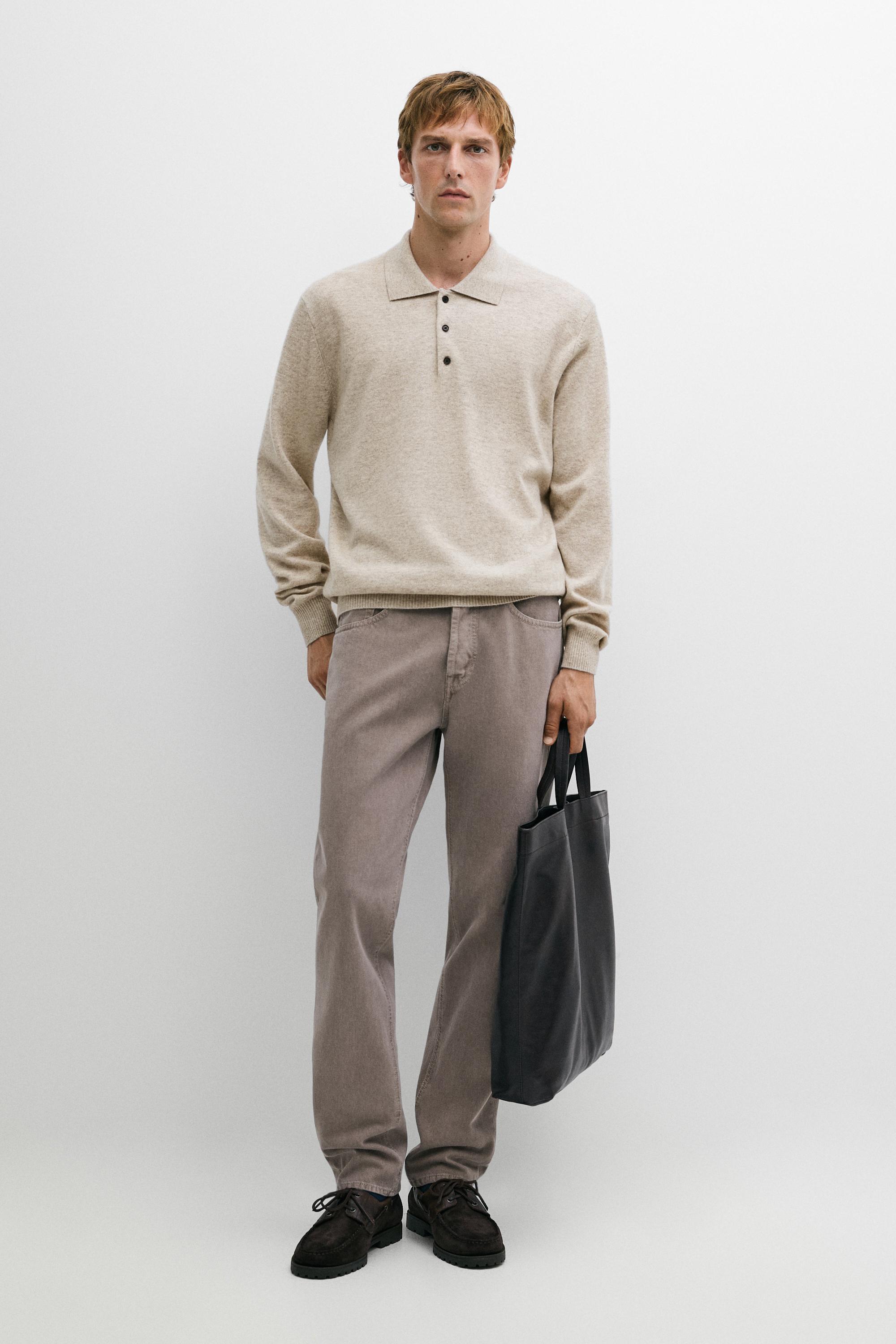 Wool cashmere blend polo sweater