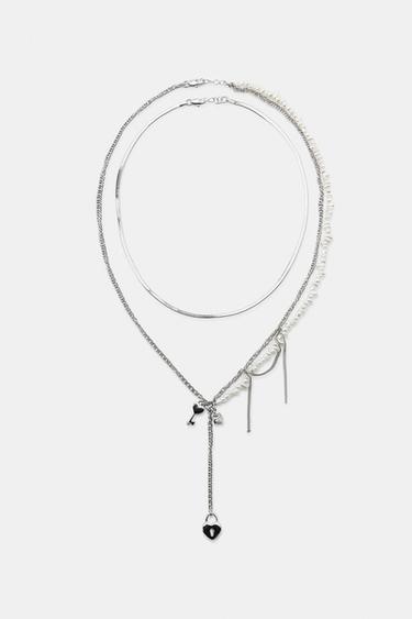 PAKET 2 KALUNG MUTIARA CHARM - Perak dari Zara