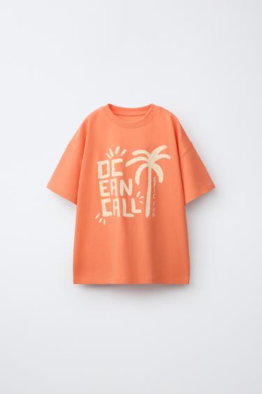 Zara PRINTED T-SHIRT - Orange